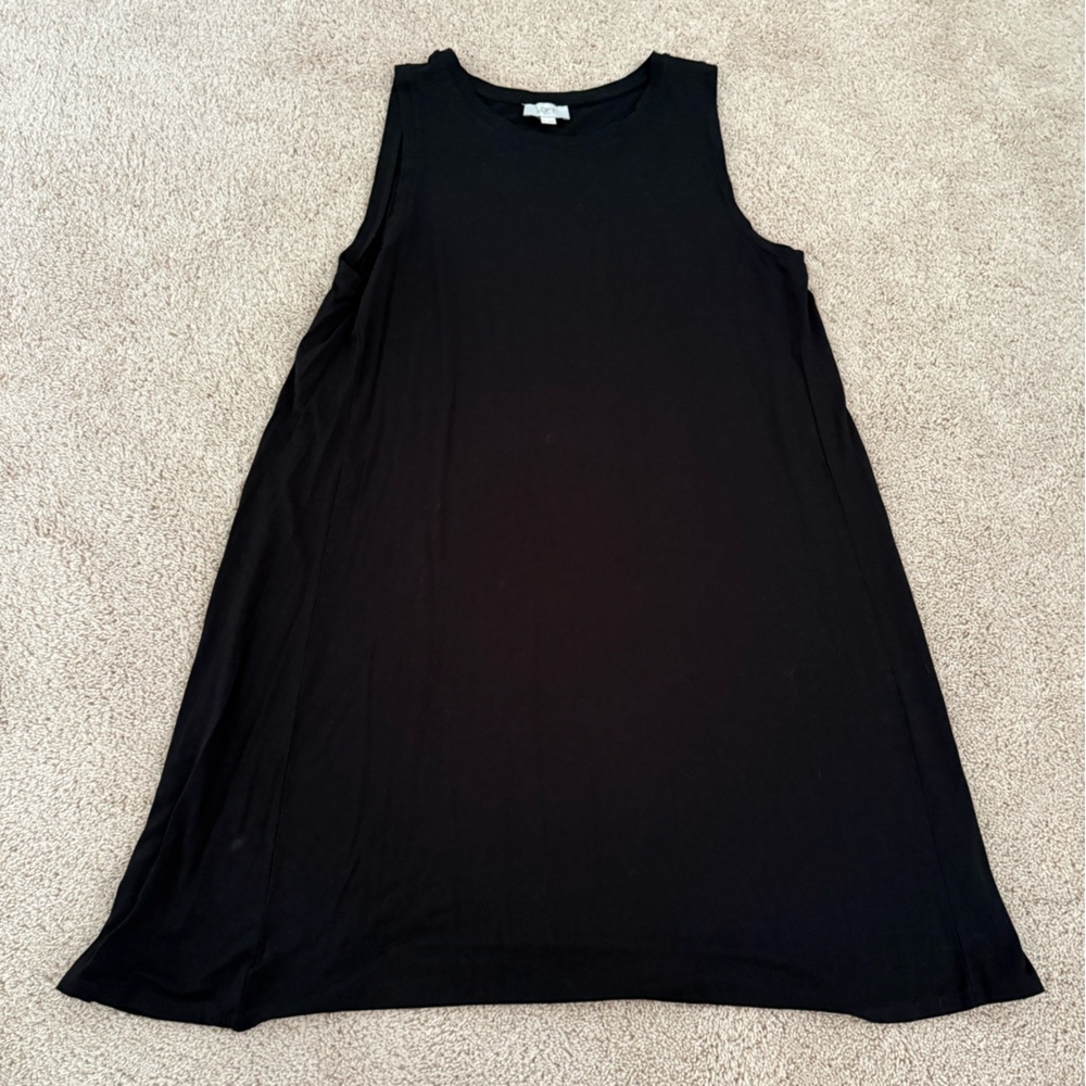 LOFT | Solid Black High Neck Sleeveless Mini Swing Dress, NWOT